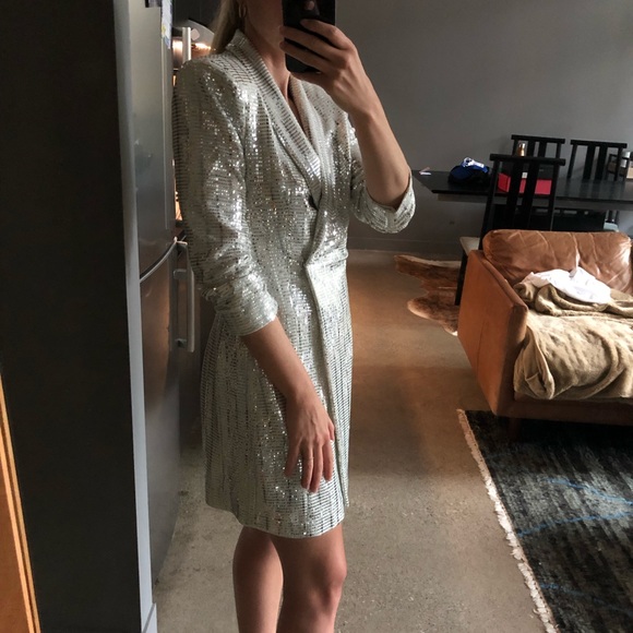 Silver Sequin Blazer Dress - Picture 6 of 8